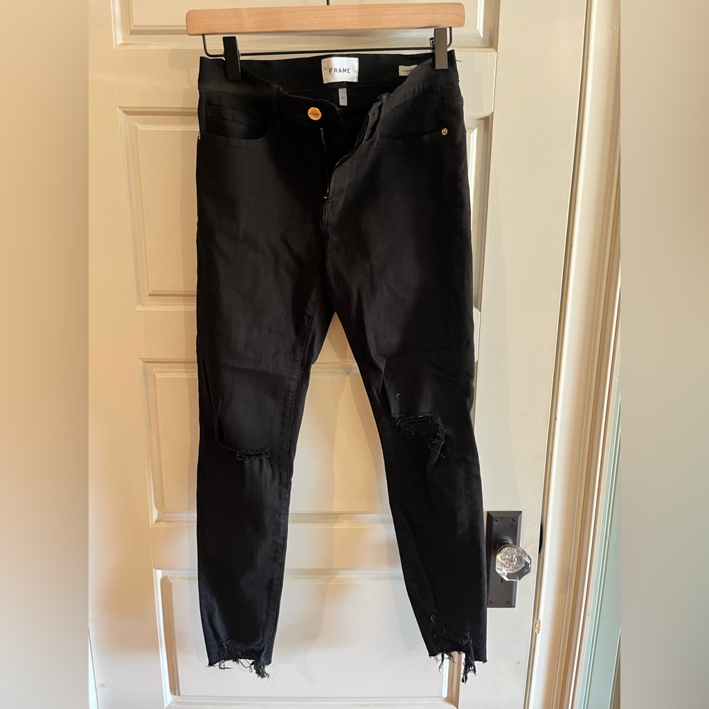 Frame Denim Black Distressed Jeans